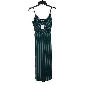 Jack BB Dakota Green Stripe Cross The Line Belted Crop Jumpsuit Medium Women NWT